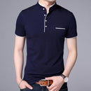 Camisa Masculina Gola Polo Minimalista CAM05 - Camisa Masculina Gola Polo Minimalista Casa Tech Azul Escuro P