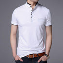 Camisa Masculina Gola Polo Minimalista CAM05 - Camisa Masculina Gola Polo Minimalista Casa Tech Branco P