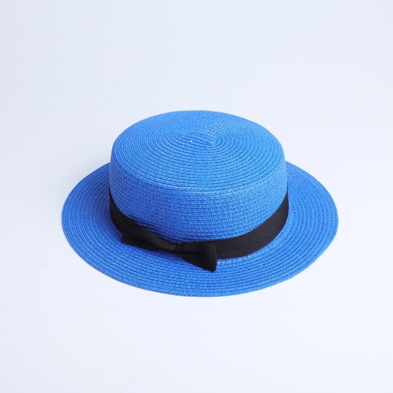 Chapéu de Palha Feminino Panamá CBF02 - Chapéu de Palha Feminino Panamá Casa Tech Azul Adulto 56-58cm 