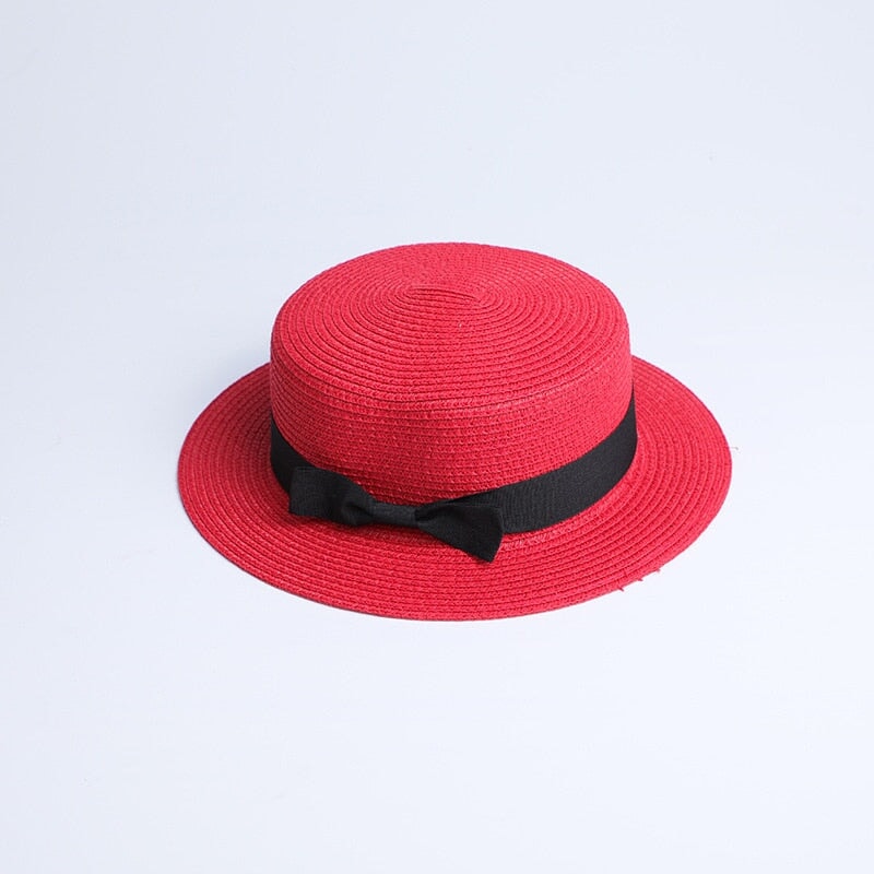 Chapéu de Palha Feminino Panamá CBF02 - Chapéu de Palha Feminino Panamá Casa Tech Vermelho Adulto 56-58cm 