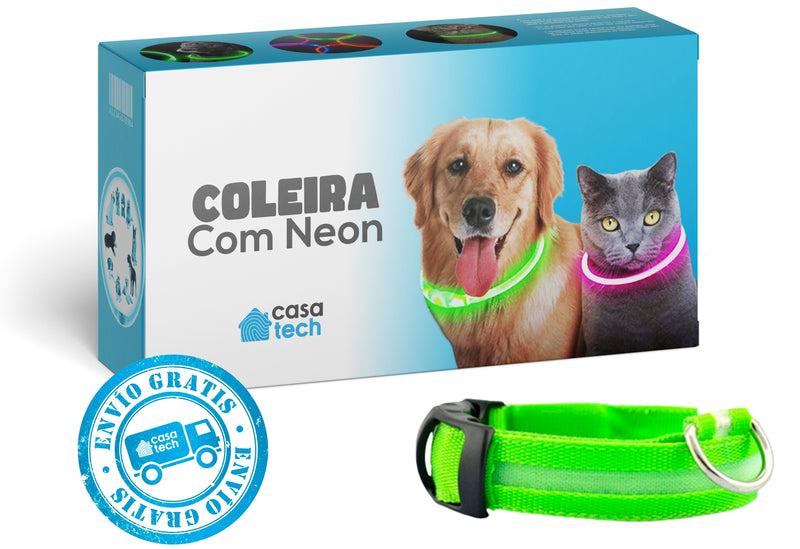 Coleira com Neon para Cães e Gatos DOG08 - Coleira com Neon para Cães e Gatos Casa Tech 