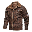 Jaqueta Masculina de Couro Camurça Forrada com Lã de Ovelha G5P6 - Jaqueta Masculina de Couro Casa Tech Loja Marrom PP