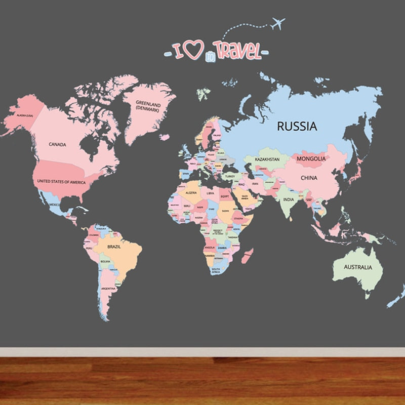 Mapa do Mundo - Papel de Parede 3D G3P2 - Mapa do Mundo Casa Tech Loja 