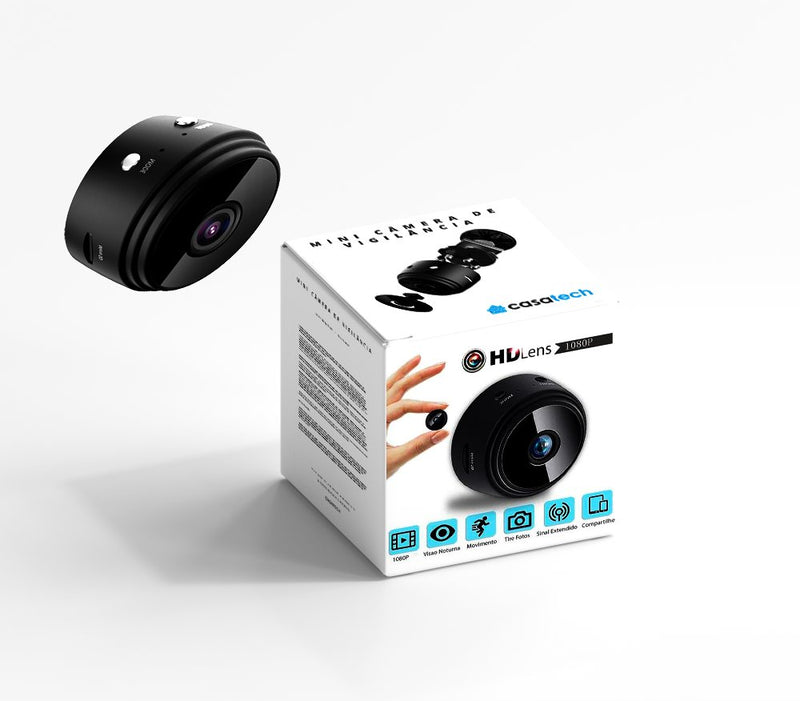 Mini Câmera Espiã com Sensor de Movimento e Visão Noturna Wifi Full HD® G1P37 - Mini Câmera Casa Tech Loja 