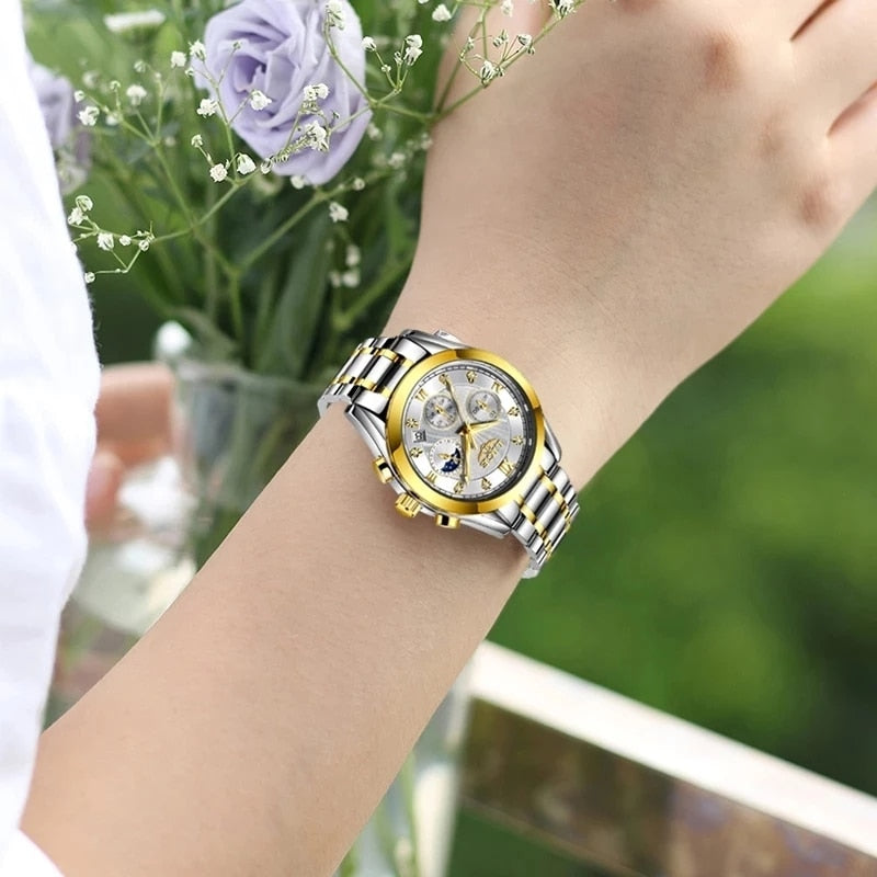 Relógio LIGE Feminino Gold Relógios Casa Tech Loja 