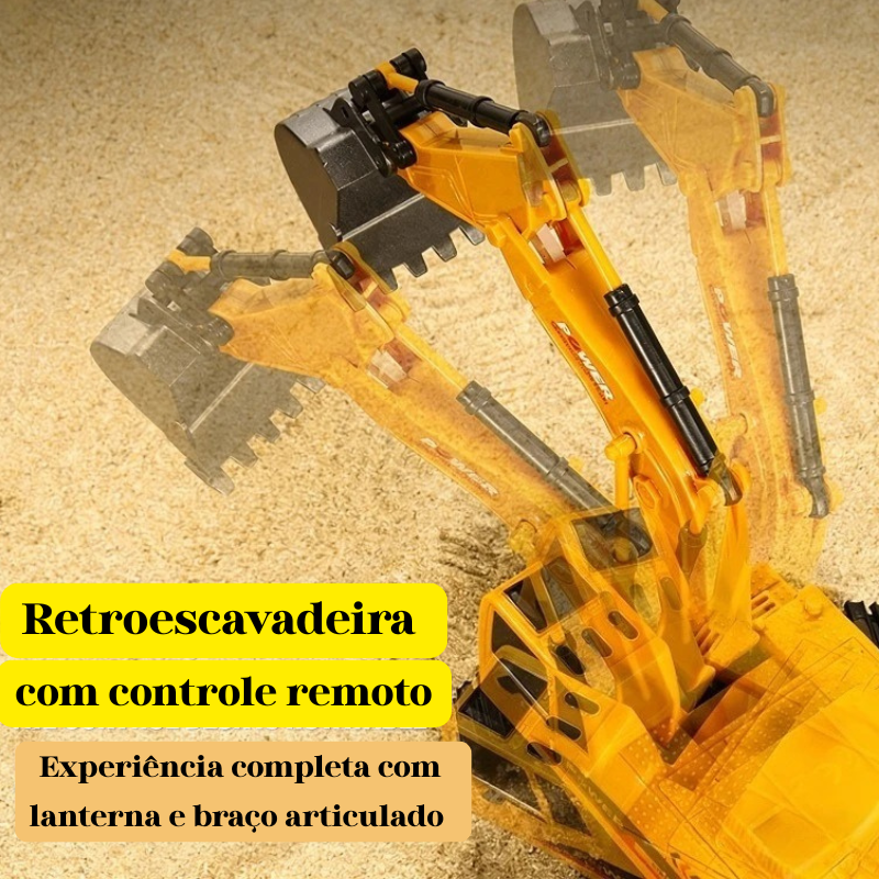 Retroescavadeira com Controle Remoto de Brinquedo