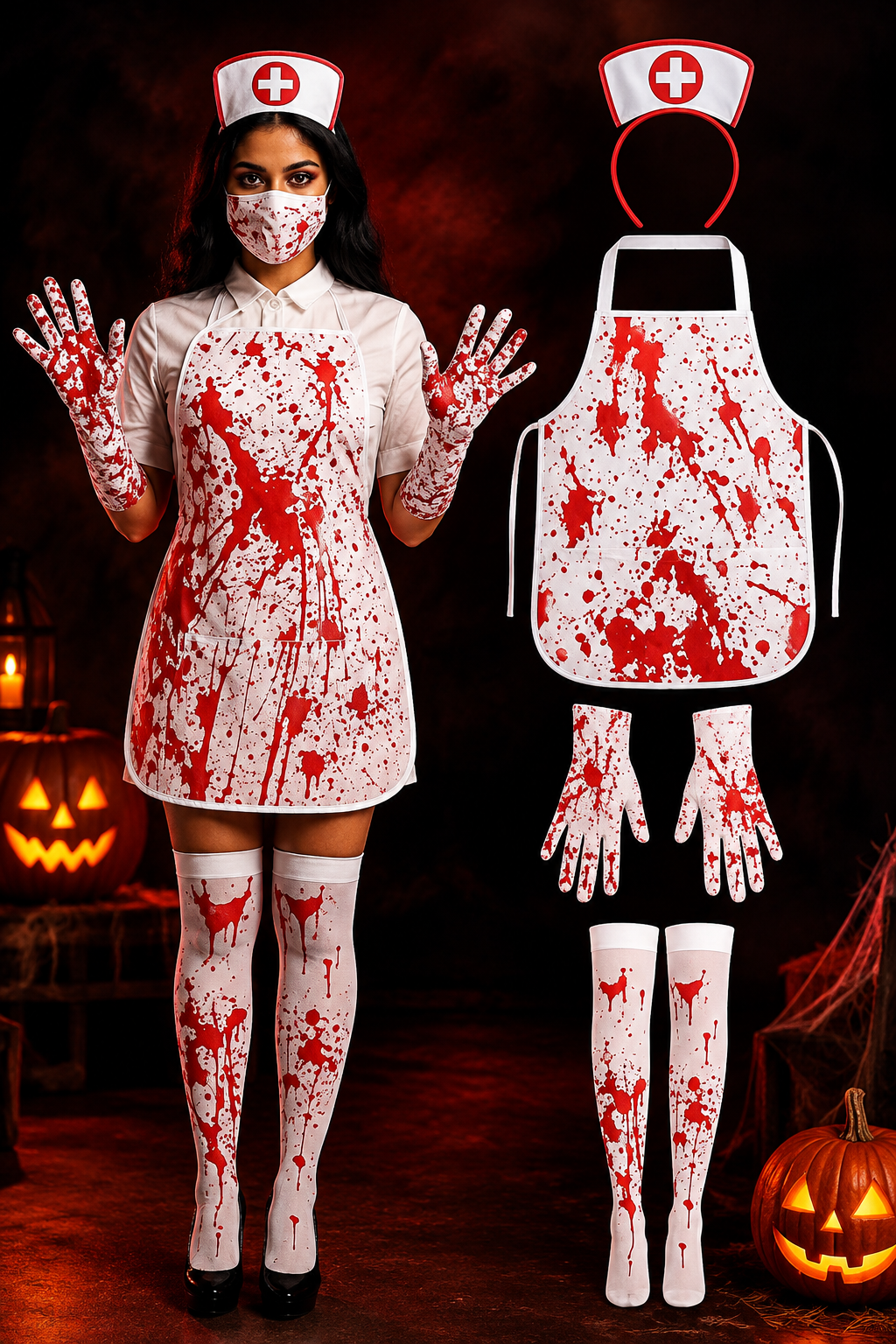 Fantasia Halloween Enfermeira Sangrenta Feminina