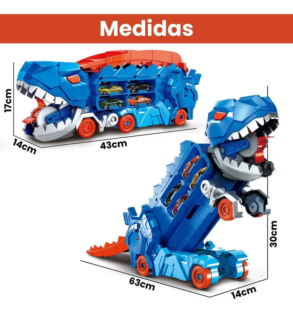 Caminhão Dinossauro Engolidor e Porta Carrinhos