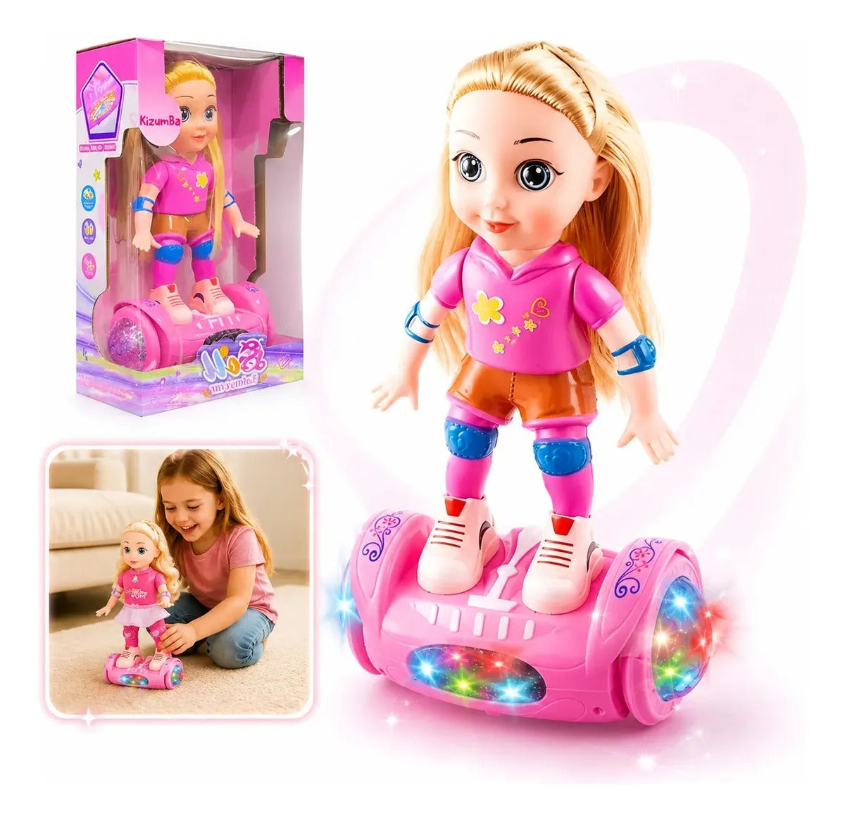 Boneca Giratória Andadora de Hoverboard com Música