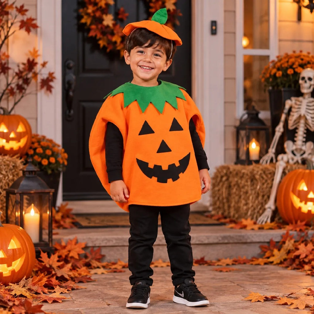 Fantasia de Halloween Abóbora Infantil e Adulto