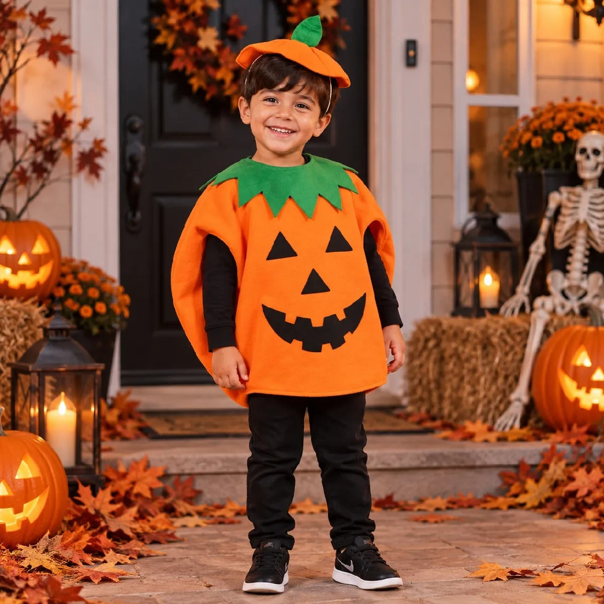 Fantasia de Halloween Abóbora Infantil e Adulto