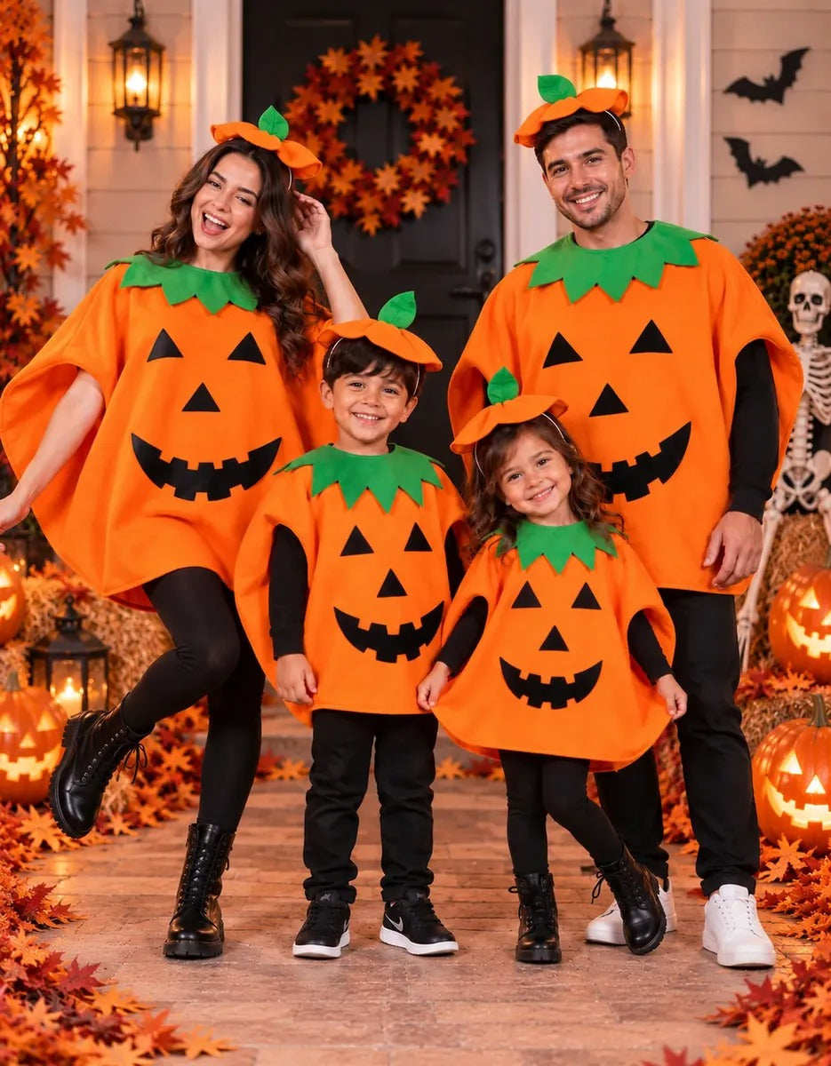 Fantasia de Halloween Abóbora Infantil e Adulto