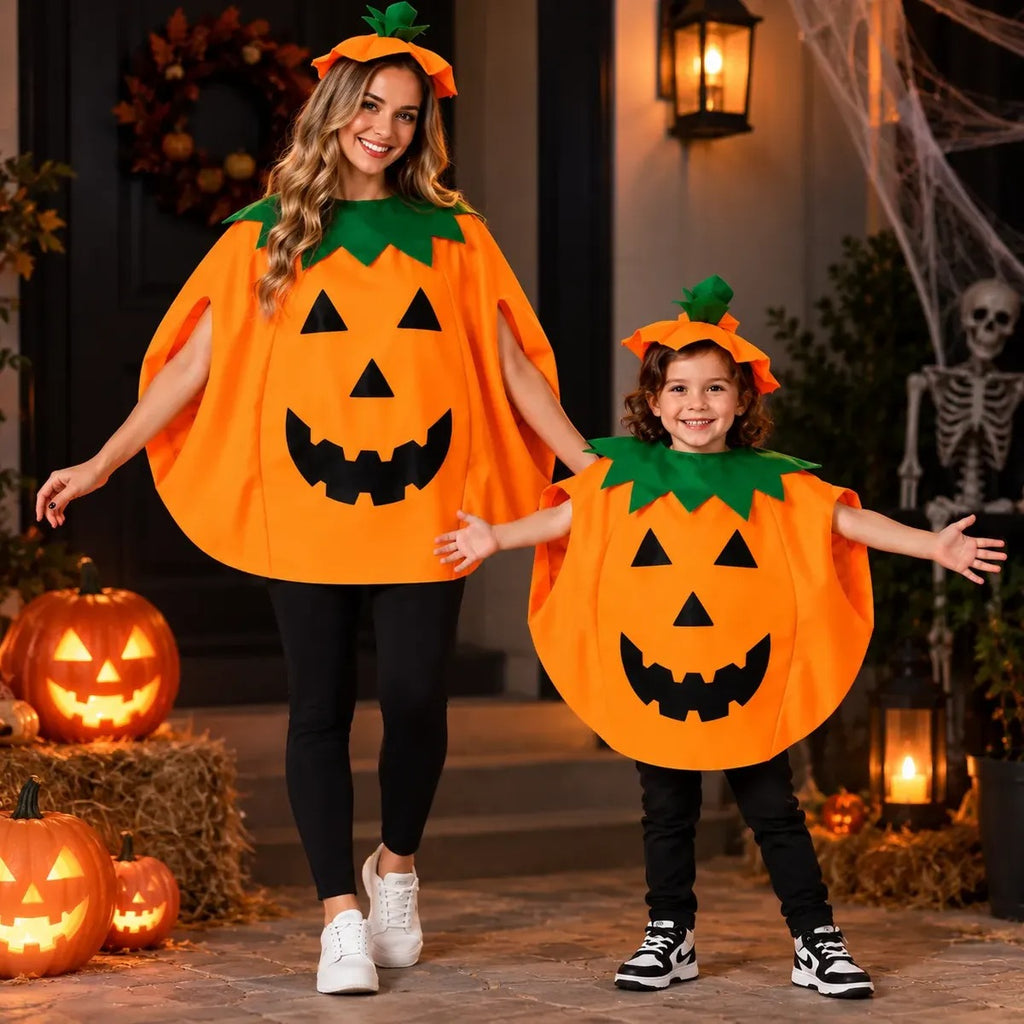 Fantasia de Halloween Abóbora Infantil e Adulto