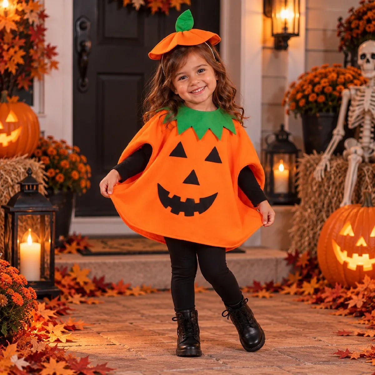Fantasia de Halloween Abóbora Infantil e Adulto