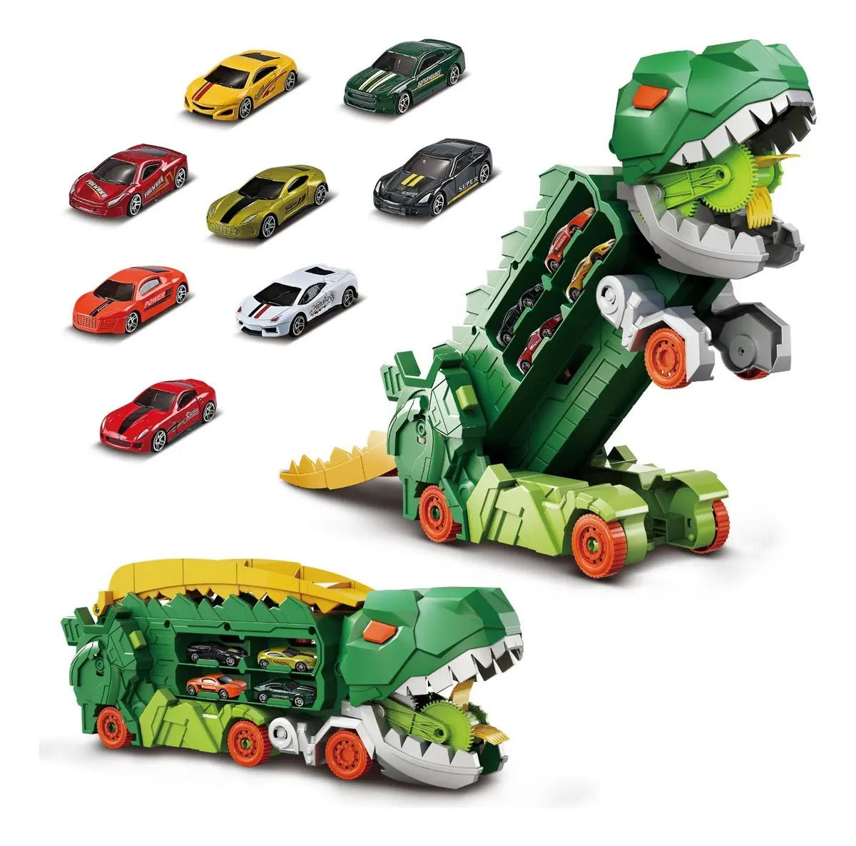 Caminhão Dinossauro Engolidor e Porta Carrinhos