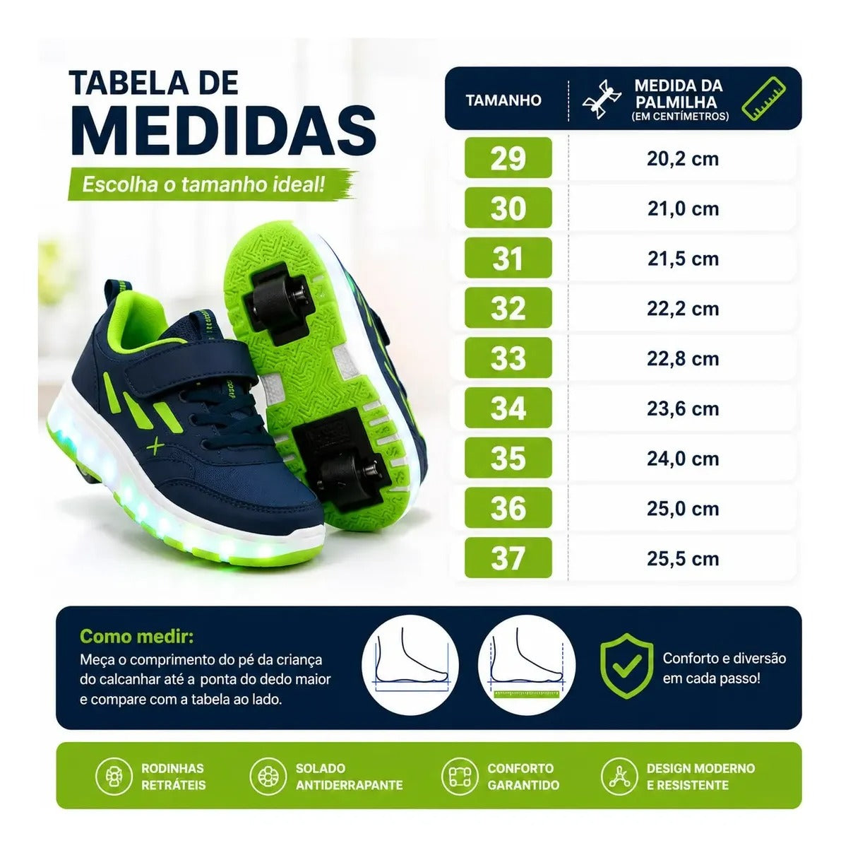 Tênis com Rodinha para Meninas e Meninos
