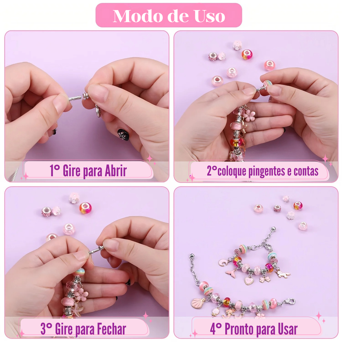 Kit crie Pulseira e Colar para Meninas + Porta-joias