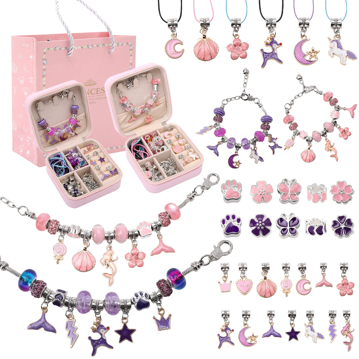 Kit crie Pulseira e Colar para Meninas + Porta-joias