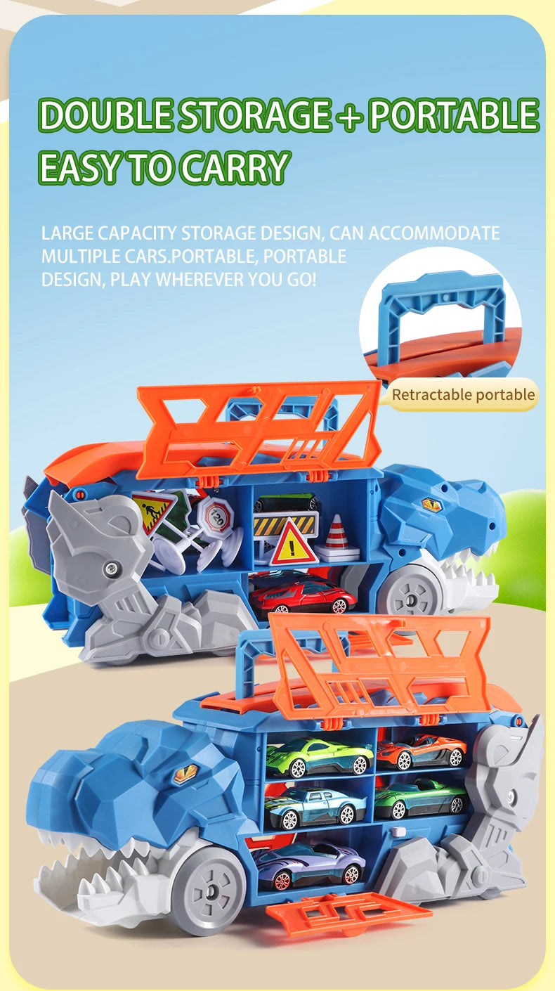 Dinosaur Morphed Track Ejection Car Toy Alloy Car Model Boy Morphed Glide Ejection Transport Puzzle Birthday Gift