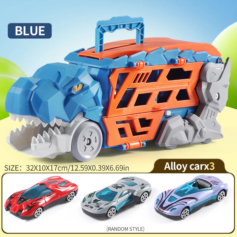 Dinosaur Morphed Track Ejection Car Toy Alloy Car Model Boy Morphed Glide Ejection Transport Puzzle Birthday Gift