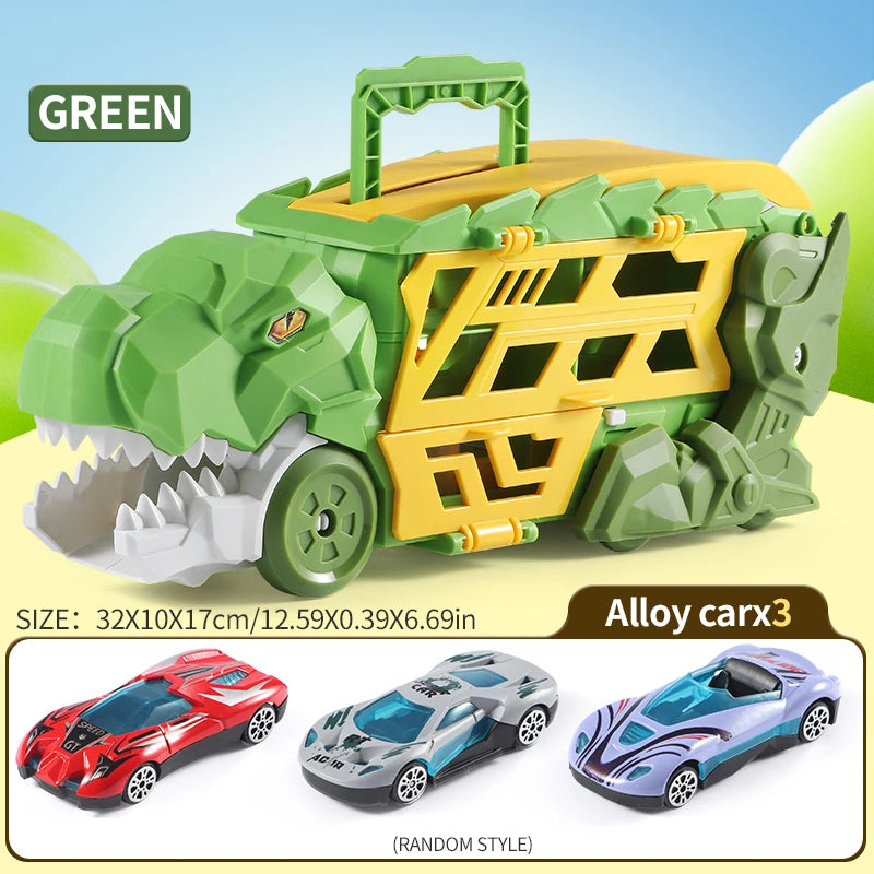 Dinosaur Morphed Track Ejection Car Toy Alloy Car Model Boy Morphed Glide Ejection Transport Puzzle Birthday Gift