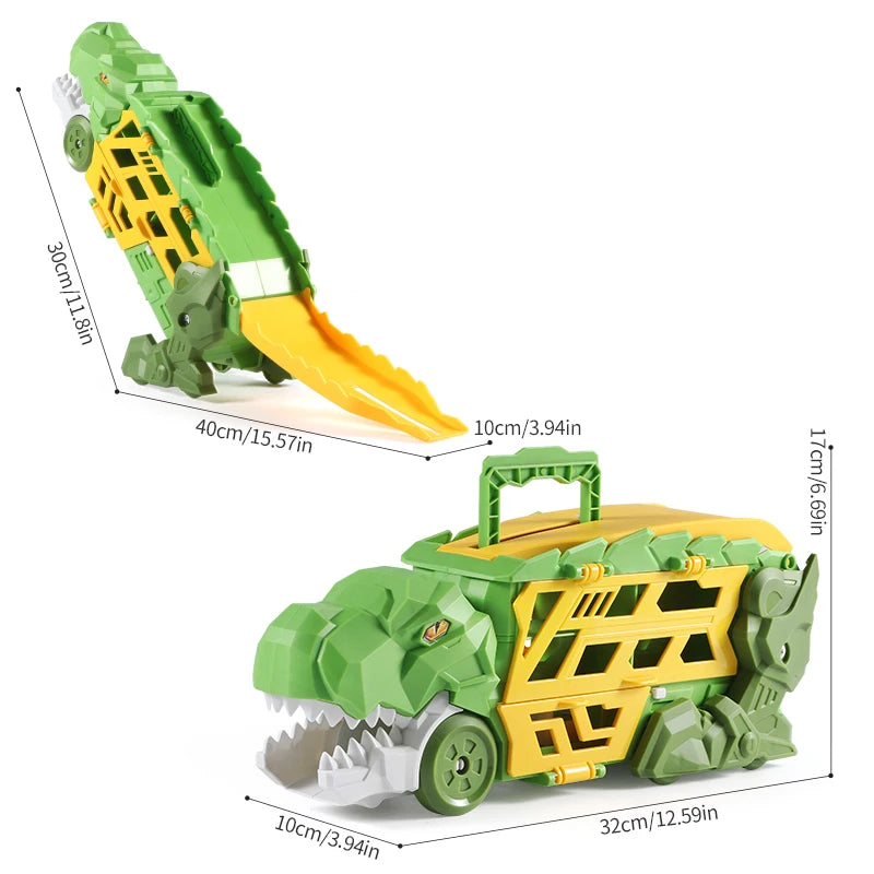 Dinosaur Morphed Track Ejection Car Toy Alloy Car Model Boy Morphed Glide Ejection Transport Puzzle Birthday Gift