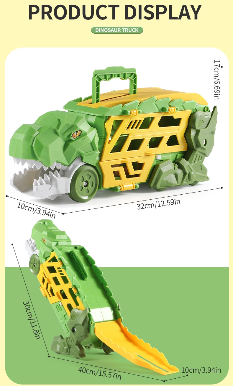 Dinosaur Morphed Track Ejection Car Toy Alloy Car Model Boy Morphed Glide Ejection Transport Puzzle Birthday Gift