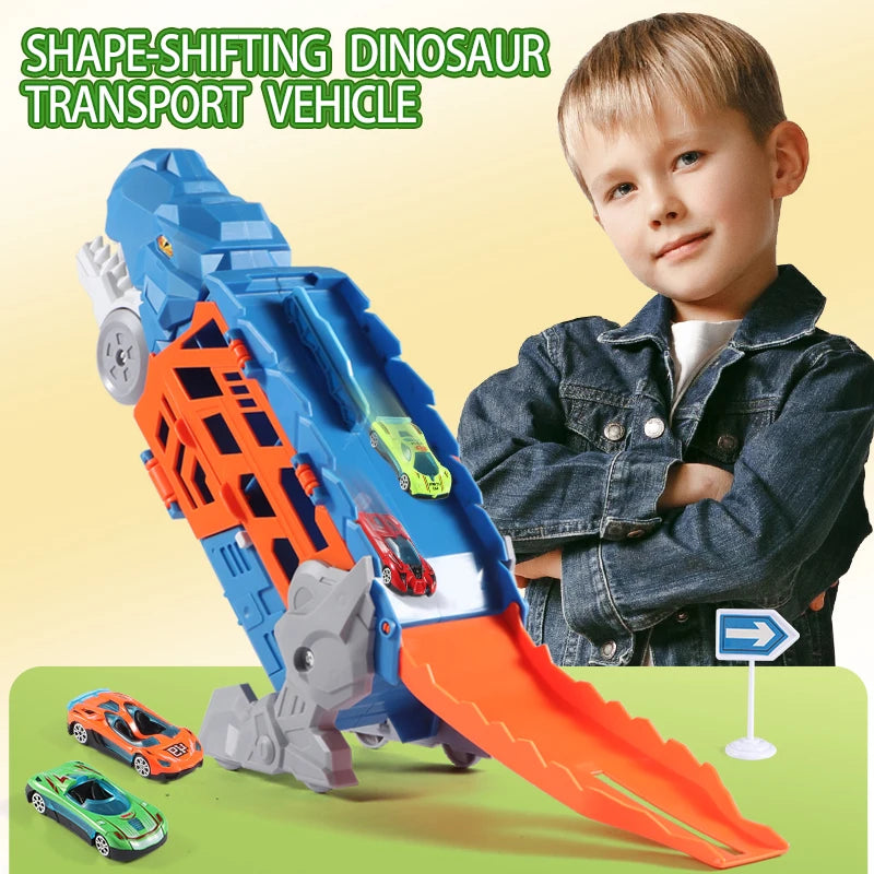 Dinosaur Morphed Track Ejection Car Toy Alloy Car Model Boy Morphed Glide Ejection Transport Puzzle Birthday Gift