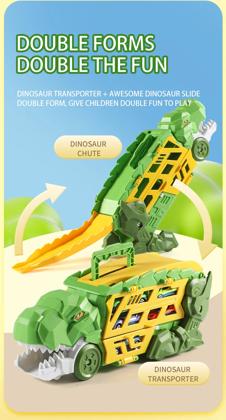 Dinosaur Morphed Track Ejection Car Toy Alloy Car Model Boy Morphed Glide Ejection Transport Puzzle Birthday Gift