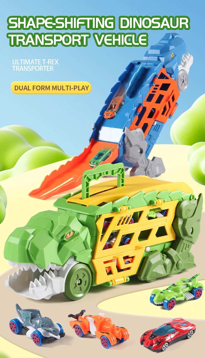 Dinosaur Morphed Track Ejection Car Toy Alloy Car Model Boy Morphed Glide Ejection Transport Puzzle Birthday Gift