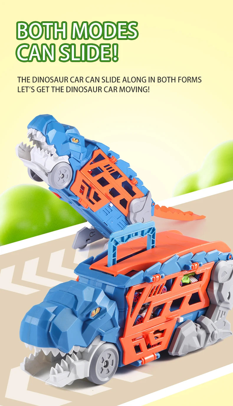 Dinosaur Morphed Track Ejection Car Toy Alloy Car Model Boy Morphed Glide Ejection Transport Puzzle Birthday Gift