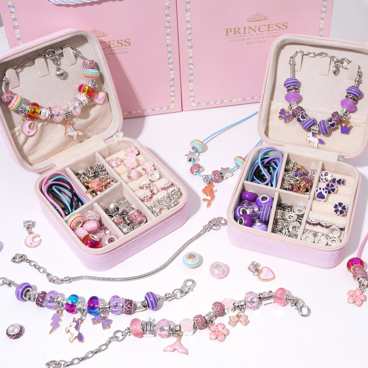 Kit crie Pulseira e Colar para Meninas + Porta-joias