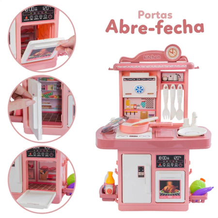 Cozinha Completa de Brinquedo Infantil Solta Água e Som