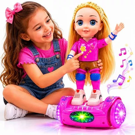 Boneca Giratória Andadora de Hoverboard com Música