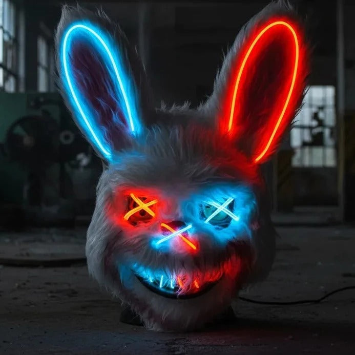 Fantasia de Casal Halloween Coelho com Máscara Led