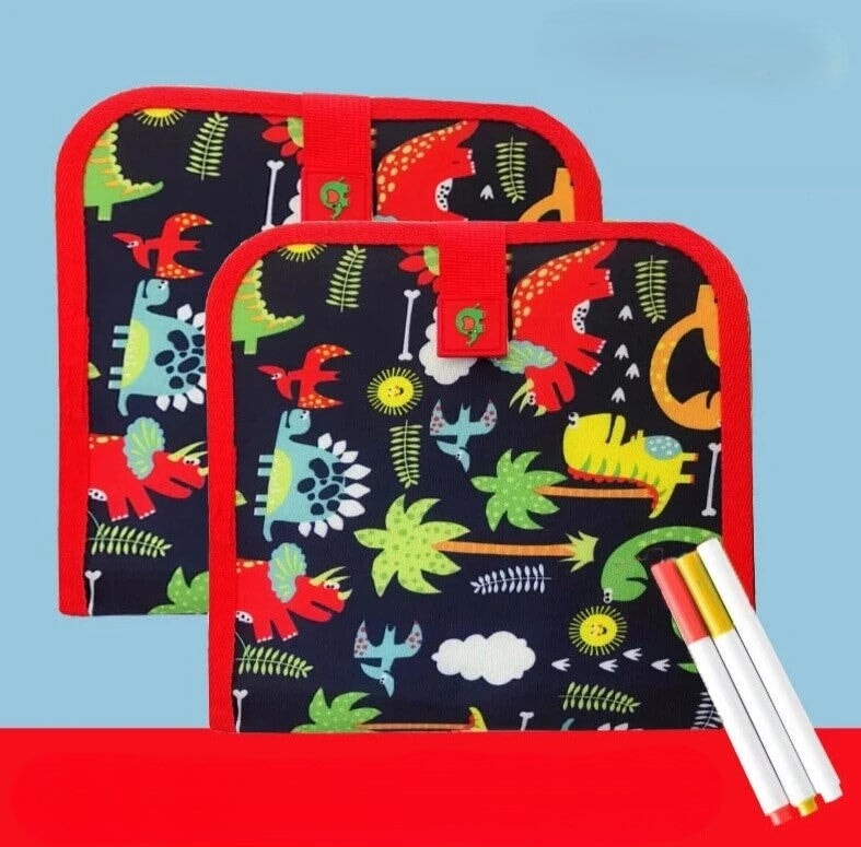 Caderno de Desenho Infantil Reutilizável BRI30-Caderno de Desenho Infantil Reutilizável Casa Tech Dinossauro vermelho 