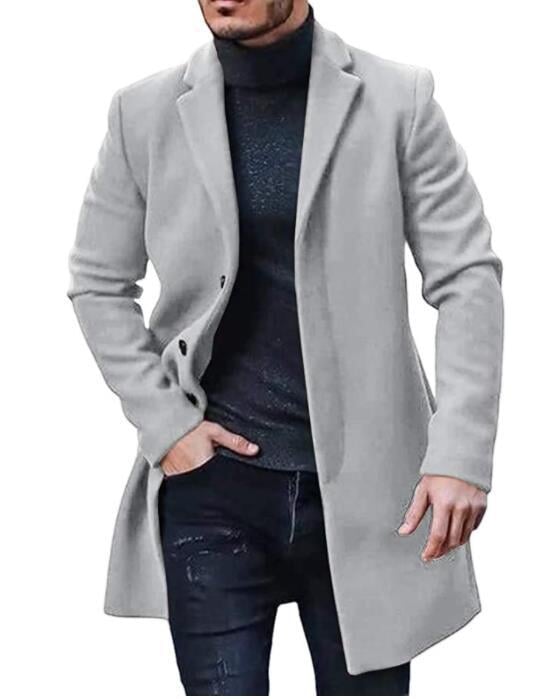 Casaco Sobretudo Masculino Longo JCM33-Casaco Sobretudo Masculino Longo Casa Tech Cinza M 