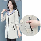 Double-Sided Trench Coat Women 2022 New Spring Autumn Clothes Hooded Large Size Long Windbreaker Jacket Female Outerwear Tops Casa Tech 