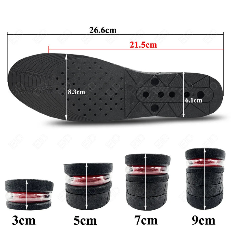 EiD 3-9cm Height Increase Insole Cushion Height Lift Adjustable Cut Shoe Heel Insert Taller shockarch Support Absorbant Foot Pad Casa Tech 