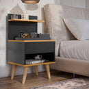 Mesa de Cabeceira Retrô (Criado Mudo) NAC01-Mesa de Cabeceira Retrô (Criado Mudo) Casa Tech Preta e Marrom 