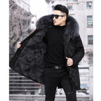 Parker Men's Imitation Fur Liner Winter Warm New Fur One-piece Coat Imitation Mink Fleece Mid-length Fur Coat Casa Tech 