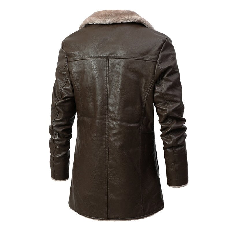 Sobretudo Masculino de Couro Forrado com Lã JCM32-Sobretudo Masculino de Couro Forrado com Lã Casa Tech 