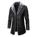 Sobretudo Masculino de Couro Forrado com Lã JCM32-Sobretudo Masculino de Couro Forrado com Lã Casa Tech Preto P 