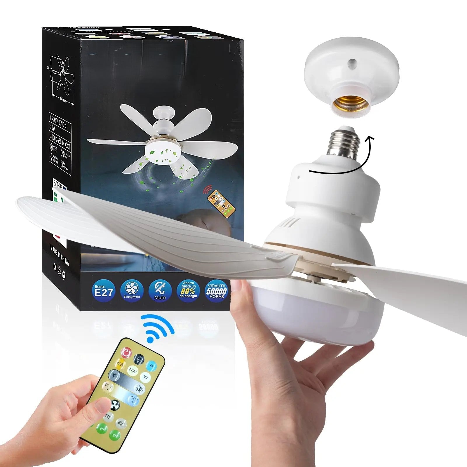 Ventilador de Teto com Luminária + Controle Remoto UTI45-Ventilador de Teto com Luminária + Controle Remoto Casa Tech 