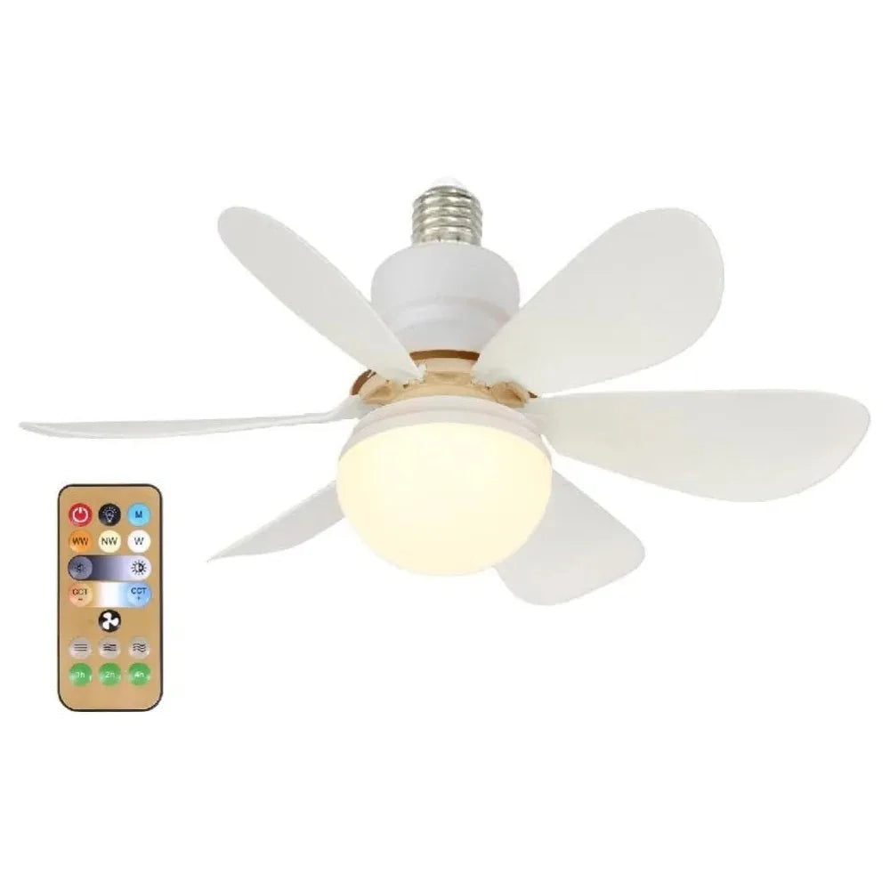 Ventilador de Teto com Luminária + Controle Remoto UTI45-Ventilador de Teto com Luminária + Controle Remoto Casa Tech Branco 42cm 