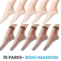 10 Pares de Meias Antiderrapantes Femininas LMF04 - 10 Pares de Meias Antiderrapantes Femininas Casa Tech 5 Bege + 5 Marrom 