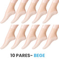 10 Pares de Meias Antiderrapantes Femininas LMF04 - 10 Pares de Meias Antiderrapantes Femininas Casa Tech Bege 