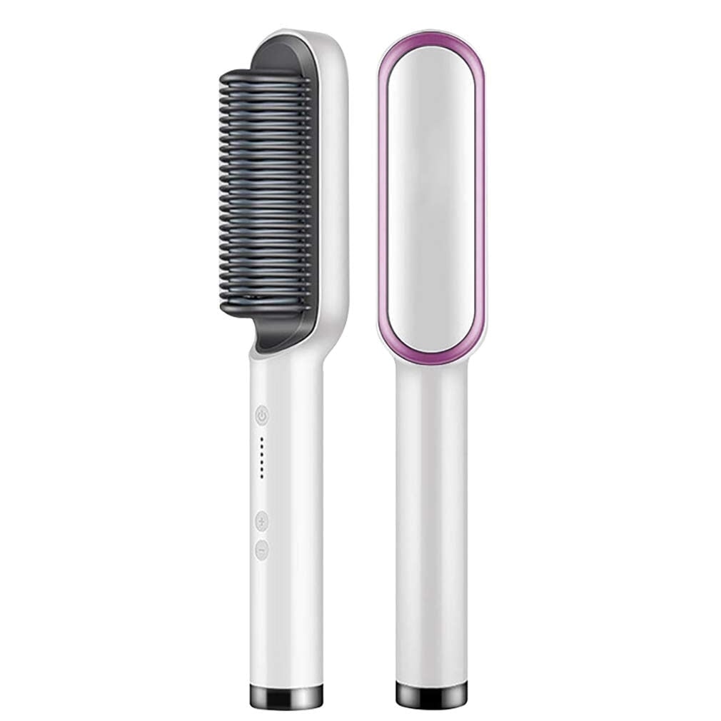 Anion Hair Escova Alisadora 3 em 1 - Alisa, Seca e Hidrata com luzes de Íons EAB04 - Anion Hair Escova Casa Tech Loja Branco 110 V 