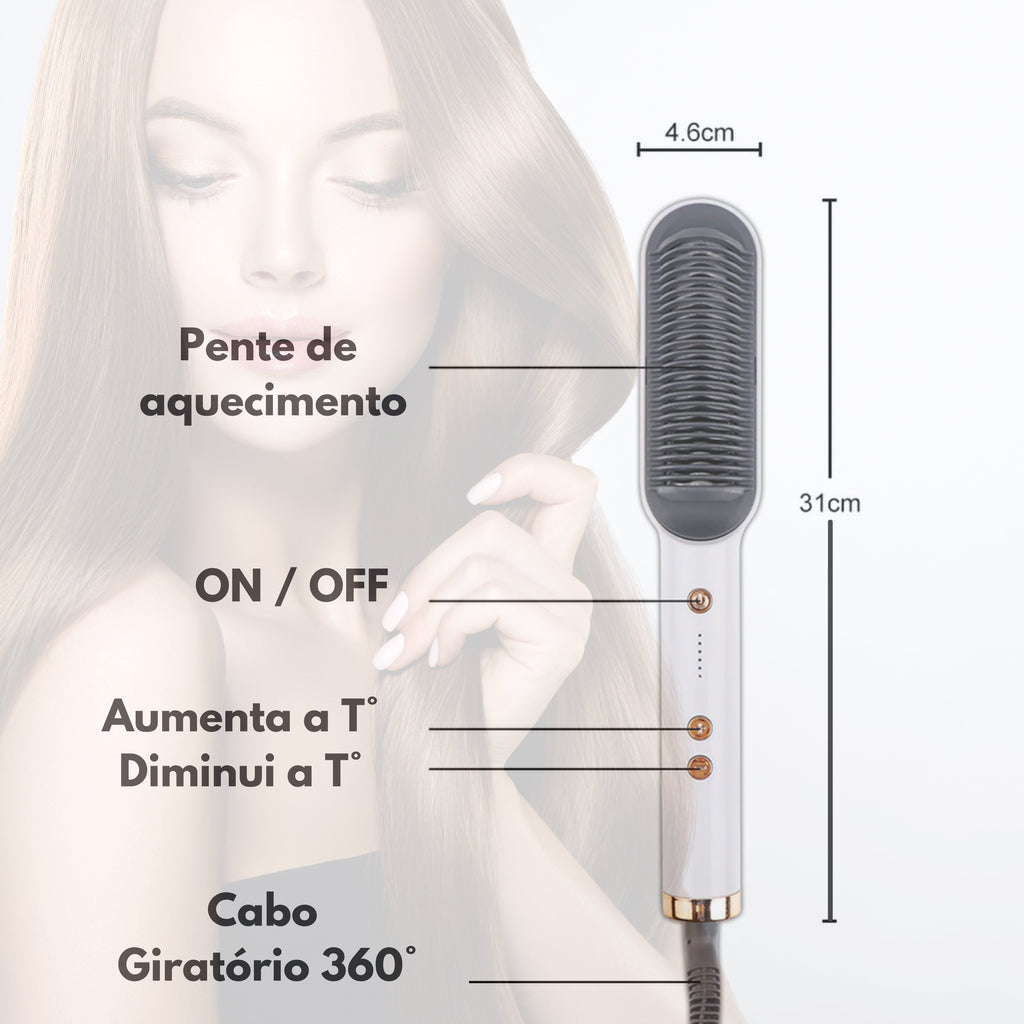 Anion Hair Escova Alisadora 3 em 1 - Alisa, Seca e Hidrata com luzes de Íons G3P9 - Anion Hair Escova Casa Tech Loja 
