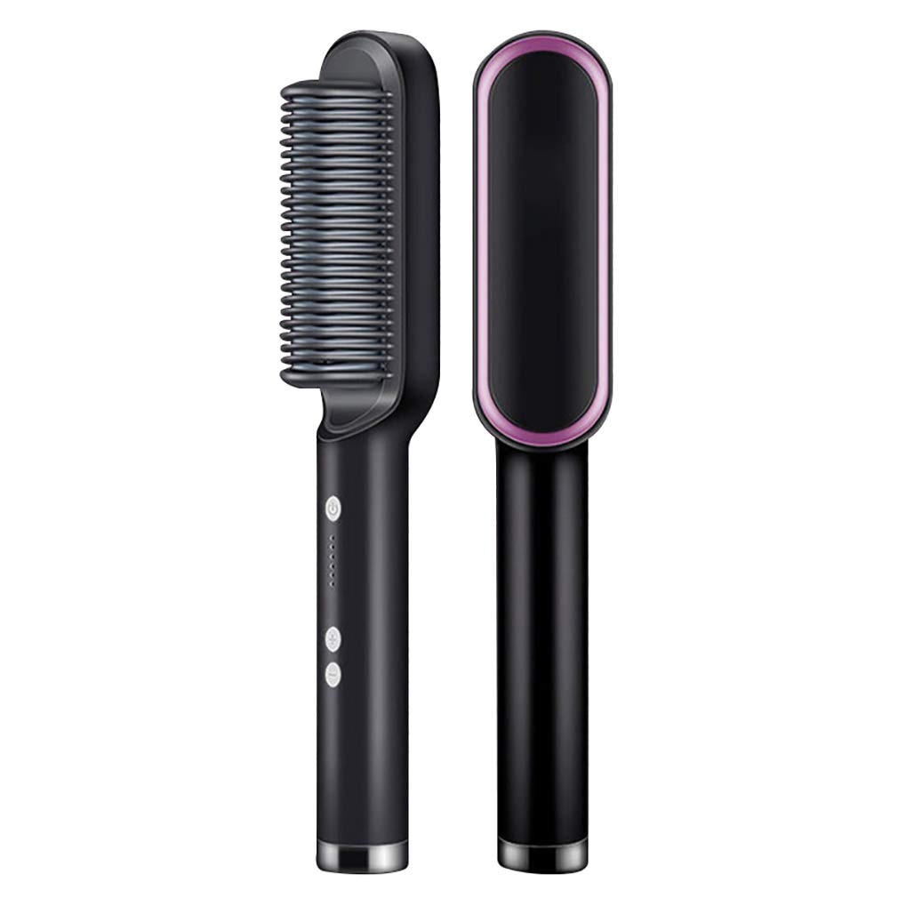 Anion Hair Escova Alisadora 3 em 1 - Alisa, Seca e Hidrata com luzes de Íons G3P9 - Anion Hair Escova Casa Tech Loja Preto 110 V 